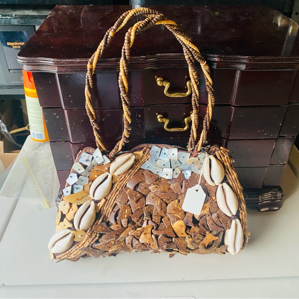 Mido Collection Sea Shell Wooden Handbag